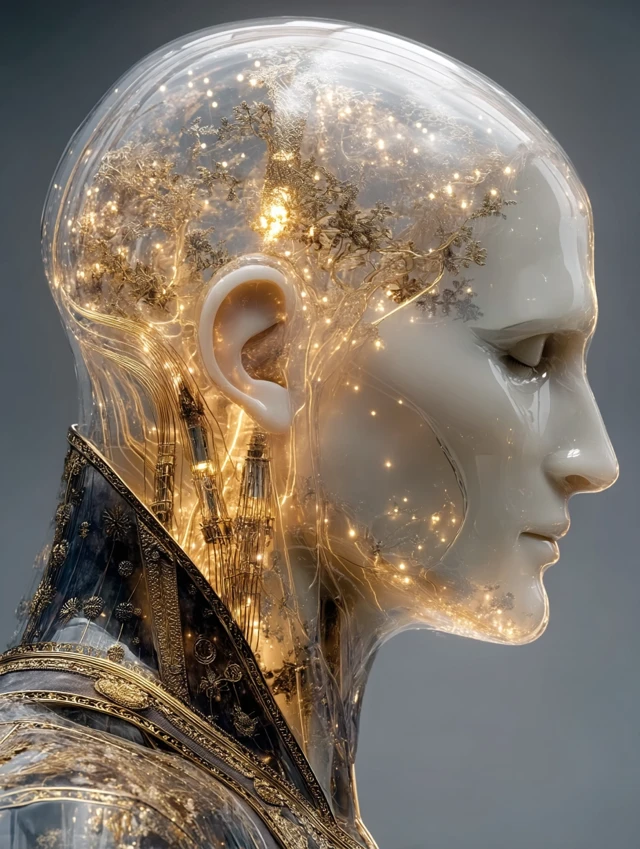 Cyborg Head Portrait Cinematic Lighting