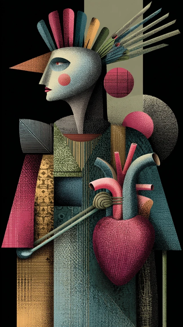 Heart Head Bauhaus Style Vector Design