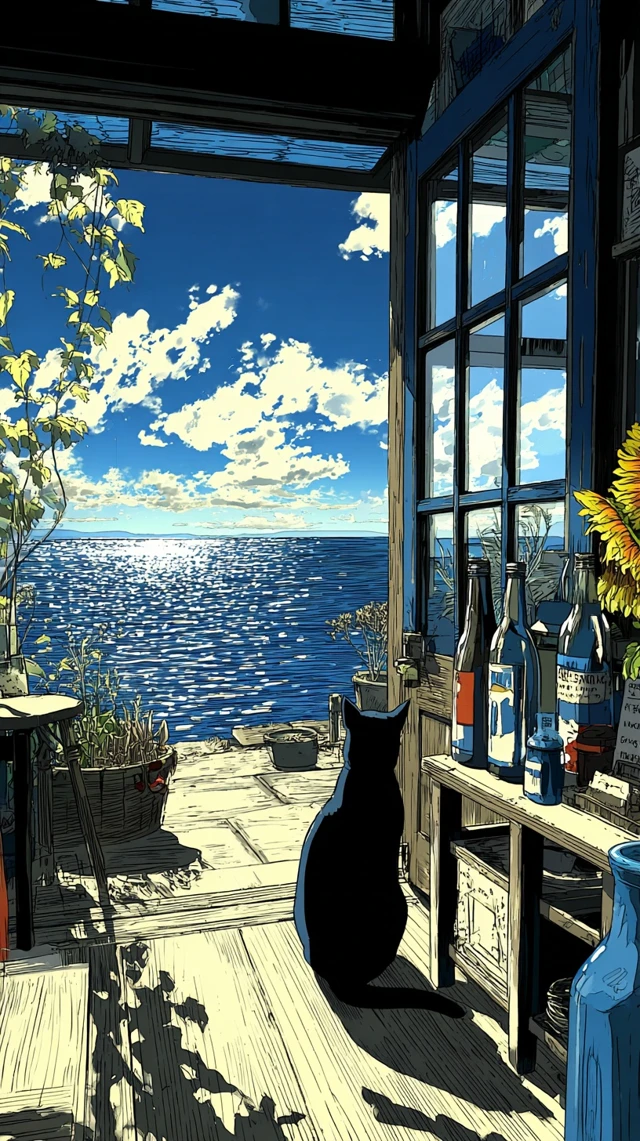 Kikis Bakery at Golden Hour Anime Art