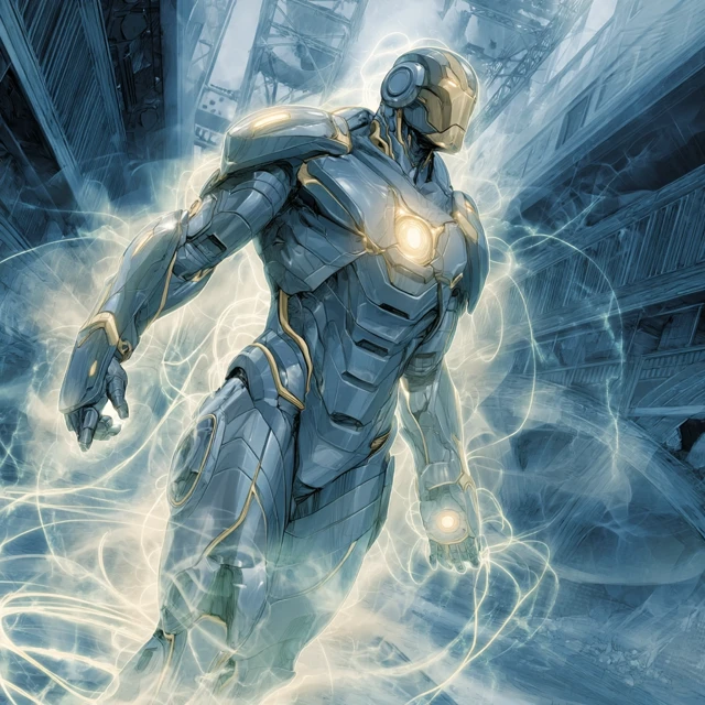 High Tech Armored Superhero Comic Book Art