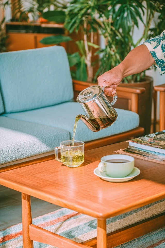 Wellness Photography Tea Pouring Cozy Living Room