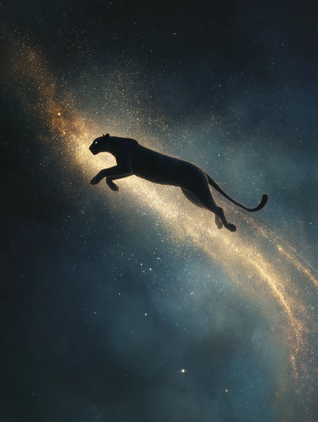 Celestial Black Panther in the Night Sky Photography