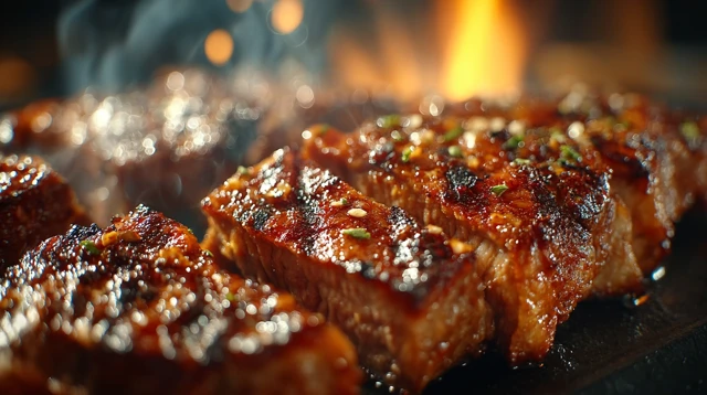 Delicious Grilled Meat Close Up 4K Product Shot