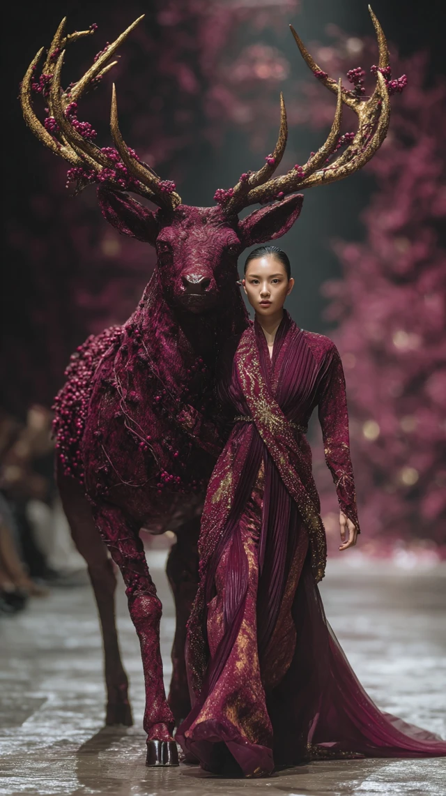 Mythical Runway Model with Stag Fashion Photography