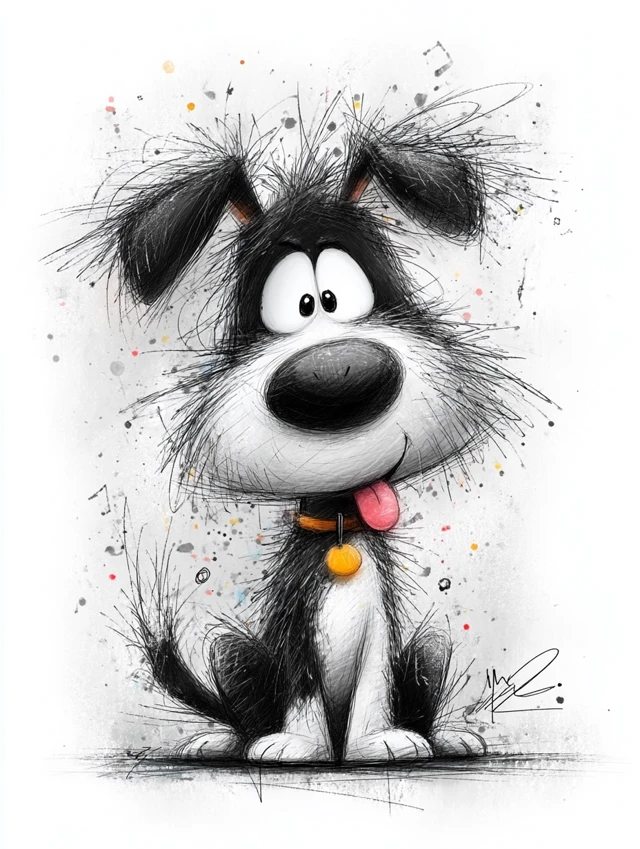 Cartoon Dog Art Goofy Expression