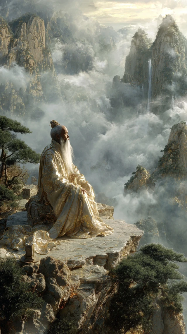 Taoist Immortal on Mountaintop Painting