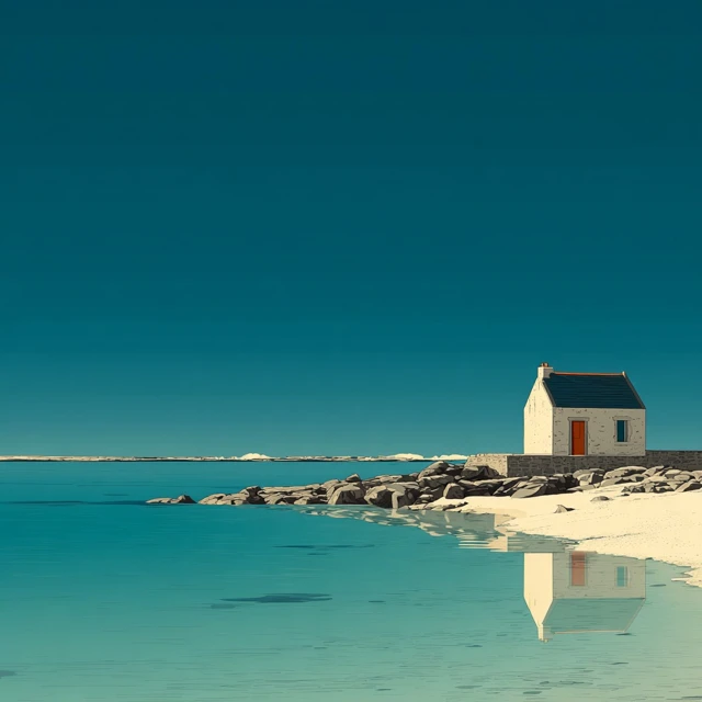Ile DHouat Minimalist Illustration Seaside Scene