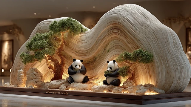 Chengdu Bamboo Panda Installation at Tianfu Airport