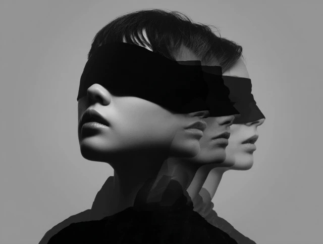 Blindfolded Asian Portrait Futuristic Aesthetic