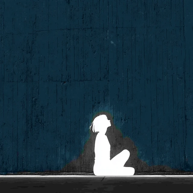Minimalist Silhouette Art of a Girl in a Relaxed Pose
