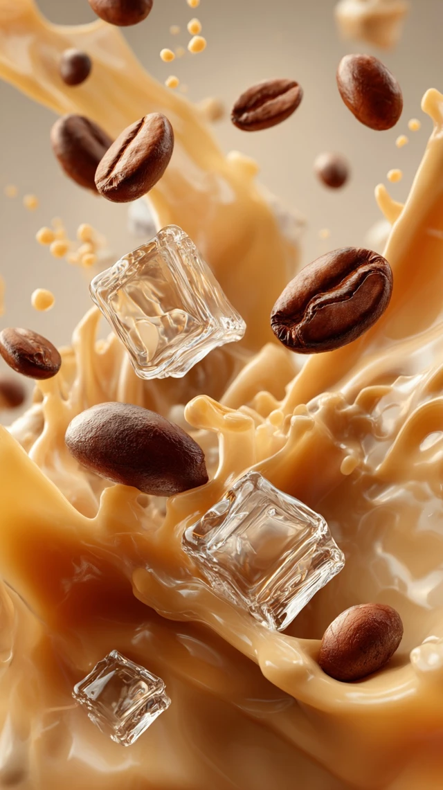 Iced Coffee Beans and Ice Cubes Delicious Drink