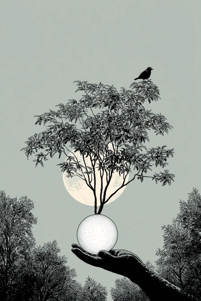Minimalist Oracle Card Illustration Tree of Life