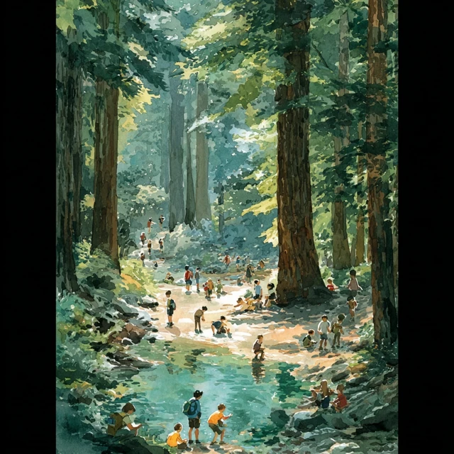 Homeschooling in the Redwood Forest Art