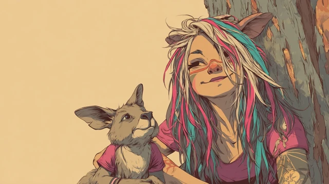 Kangaroo-Human Hybrid Art: Jamie Hewlett Style