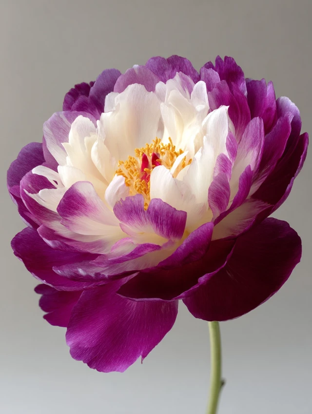 Purple and White Peony Flower Photography