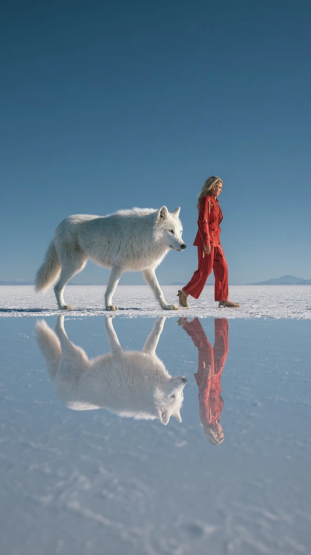 Woman and Wolf Fashion Photography