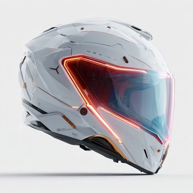 Futuristic Motorcycle Helmet LED Lighting Geometric Design