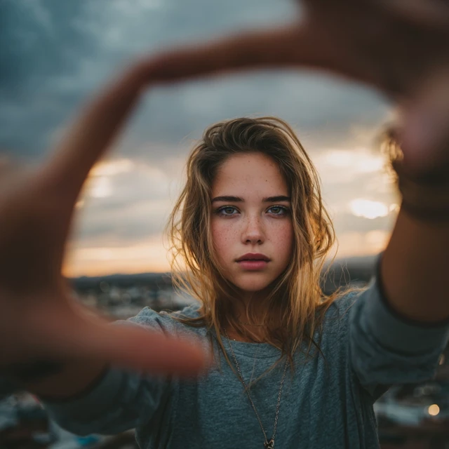 Girl Framing a Shot for a Photoshoot