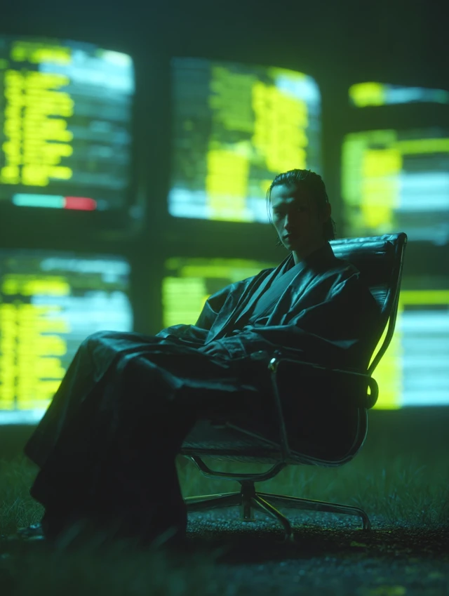 Cyberpunk Samurai Surveillance Futuristic Photo