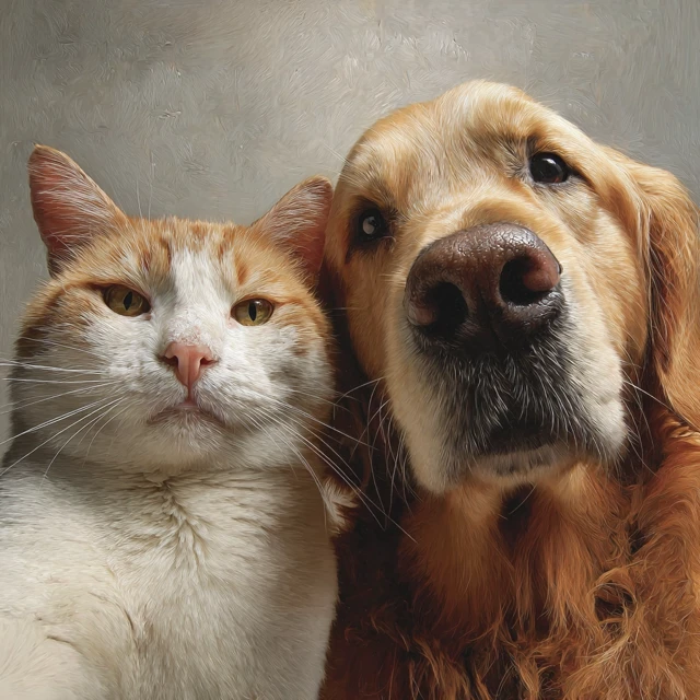 Cat and Golden Retriever Selfie