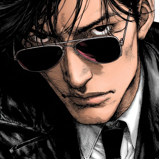 Noir Manga Protagonist in Leather Blazer