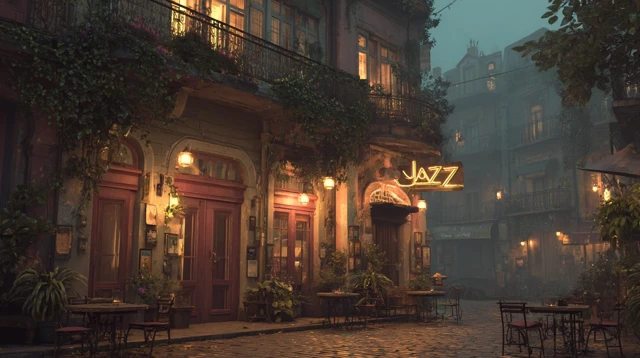 Vintage Jazz Bar Night Scene Cinematic Photography
