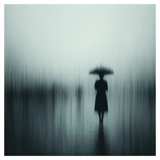Woman with Umbrella in a Blur
