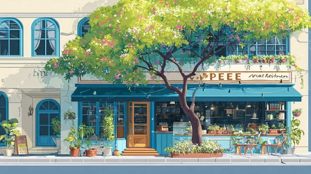 Anime Cafe in Tokyo Art Illustration