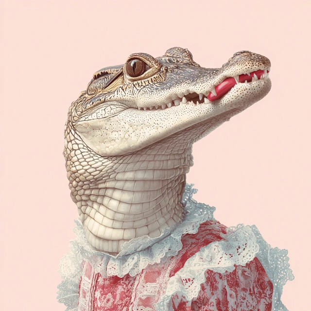 Crocodile in a Dress Funny Portrait