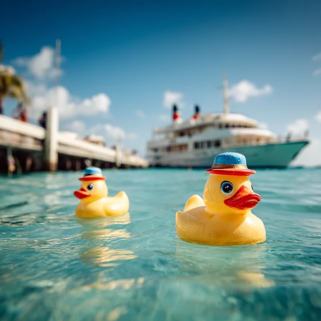 Rubber Duckies Floating in the Maldives Sea