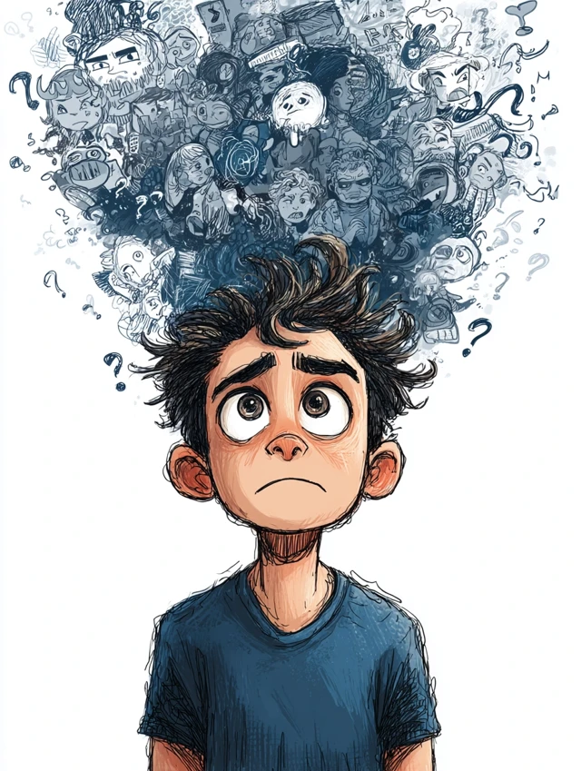 Teenager Self Doubt Cartoon Illustration