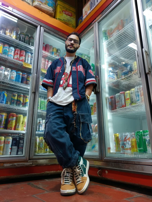 Man in Convenience Store Fashion Shot