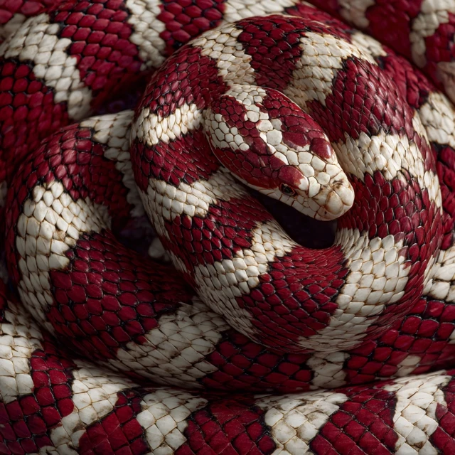 Red and White Snake Close Up Photography
