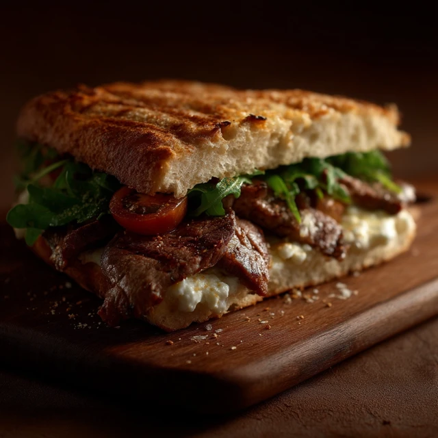 Delicious Grilled Meat Sandwich Food Photography