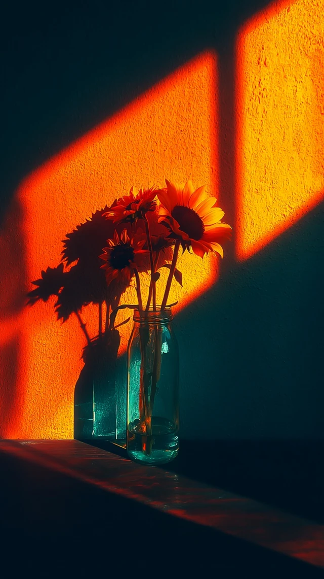 Sunset Sunflowers Summer Mood Minimalist