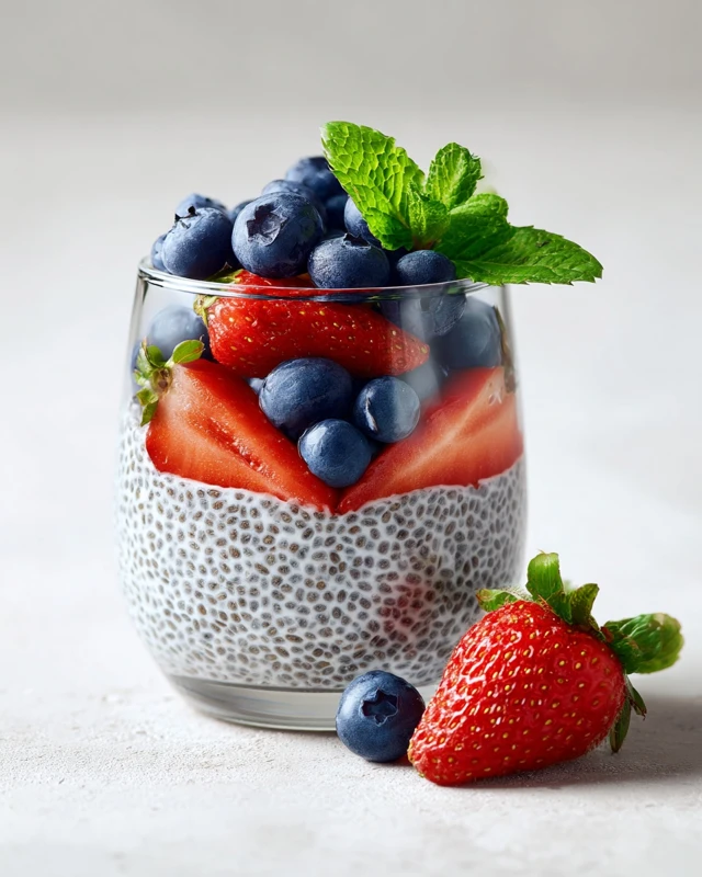 Chia Seed Pudding with Berries Food Photography