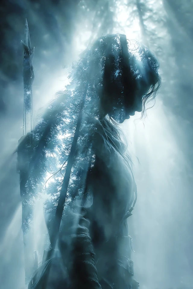 Dark Fantasy Adventurer in the Fog