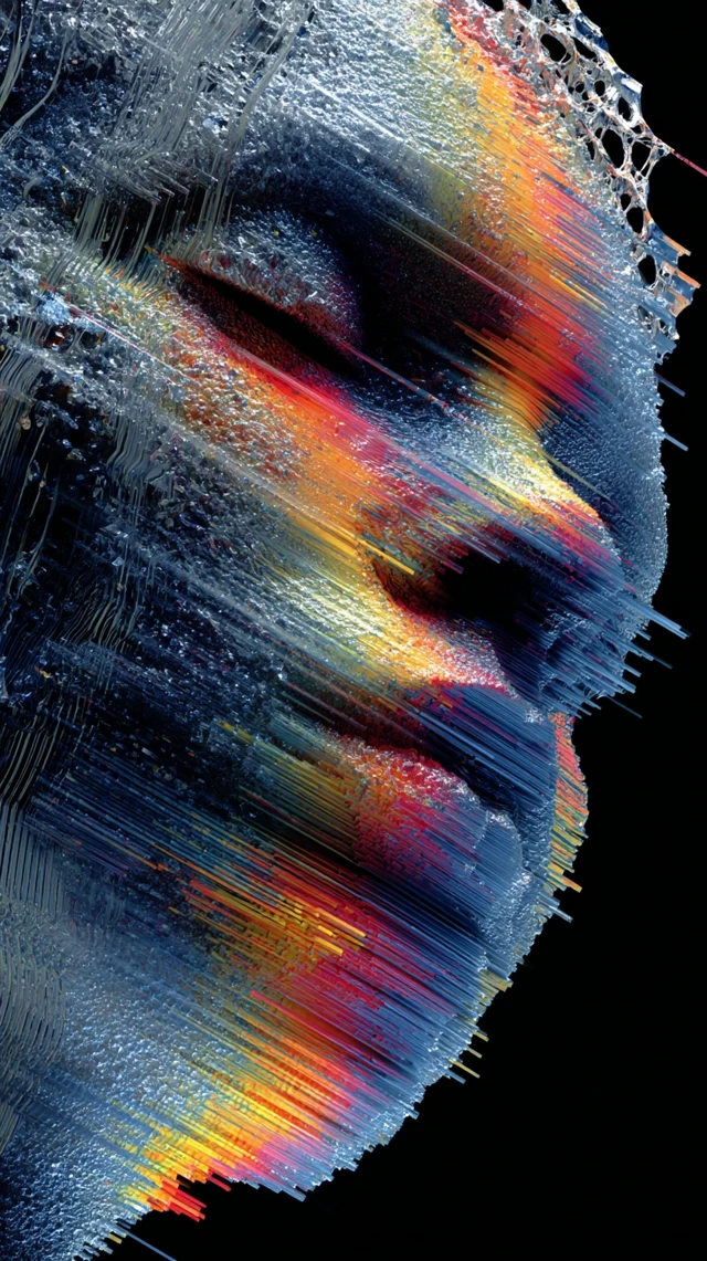 Glitch Portrait: Hyperrealistic Digital Art