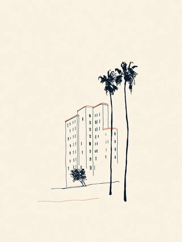 Beverly Hills Hotel Sketch by Frederic Forest