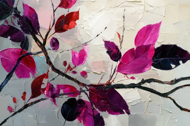 Abstract Oil Painting Flowers and Branches