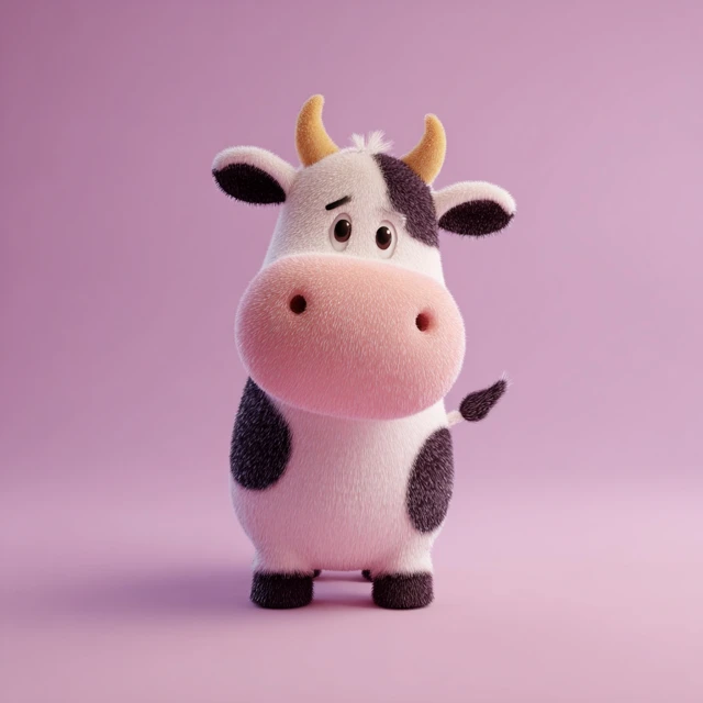Cartoon Cow 3D Rendering Illustration