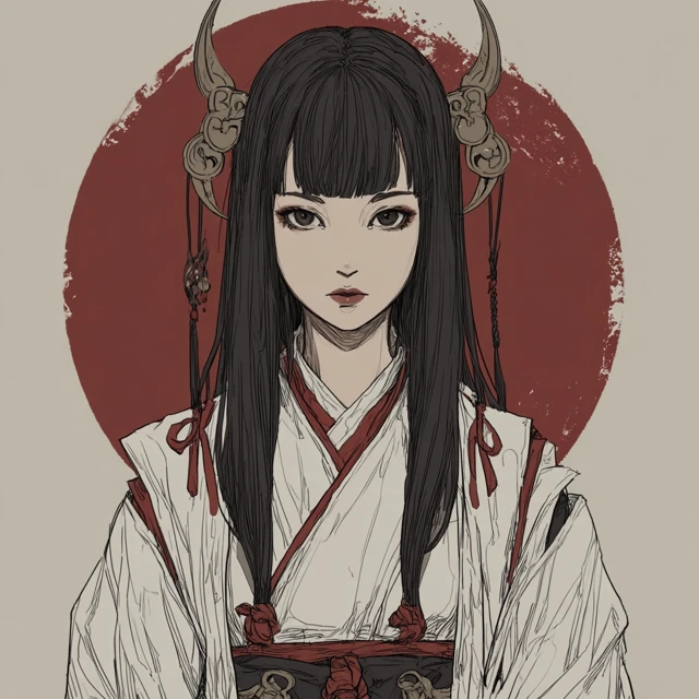 Japanese Miko Priestess Portrait