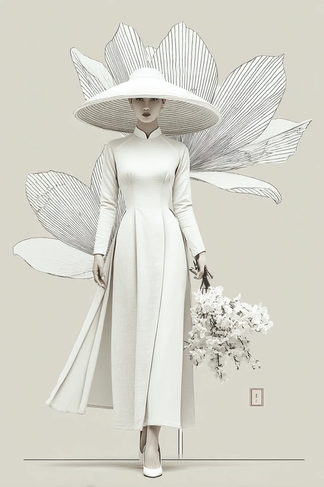 Elegant Ao Dai Vietnamese Traditional Fashion Art