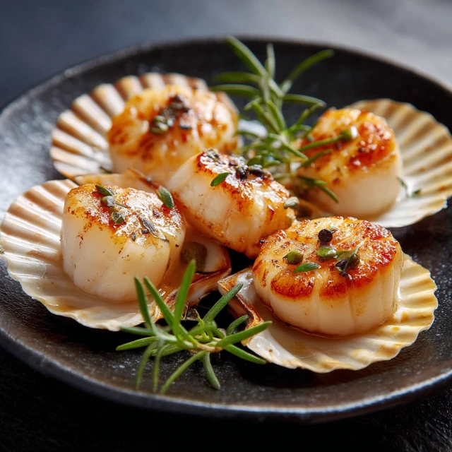 Delicious Cooked Scallops Ready To Serve