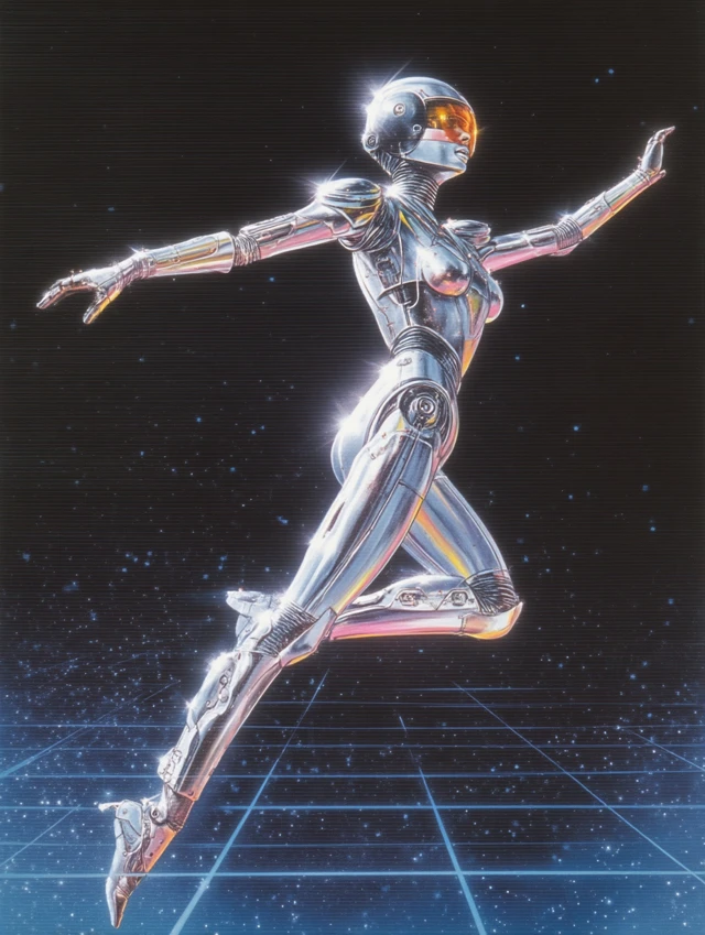 Chrome Android in Space 1980s SciFi Art
