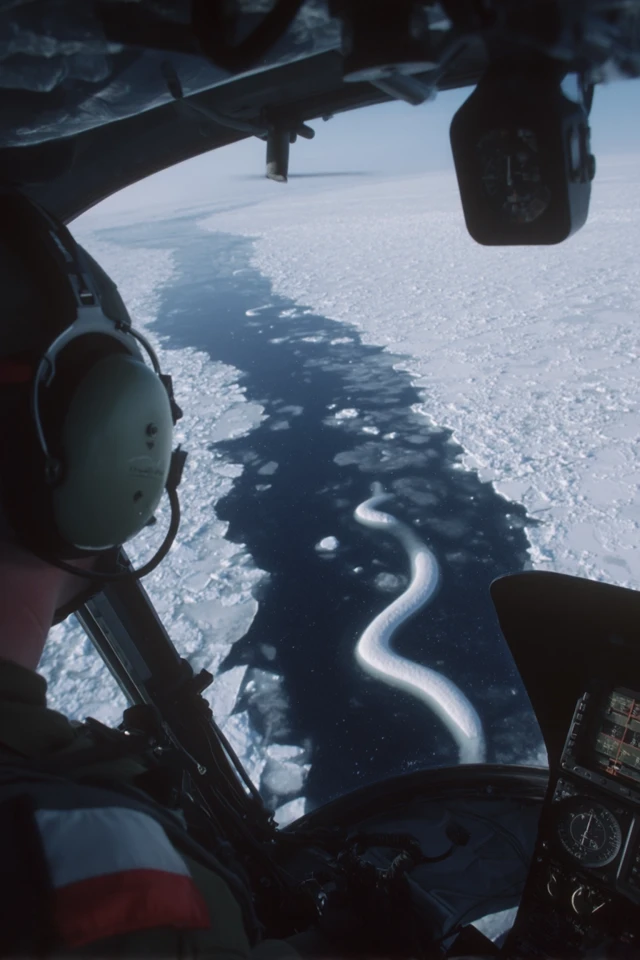 Helicopter View Over Icy River Aerial Photography