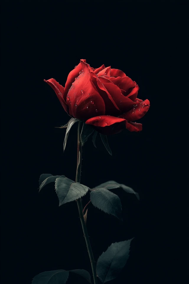 Red Rose on Black Wallpaper - Elegant Flower