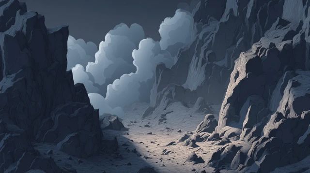 Minimalist Fantasy Battleground Paper Cutout Style