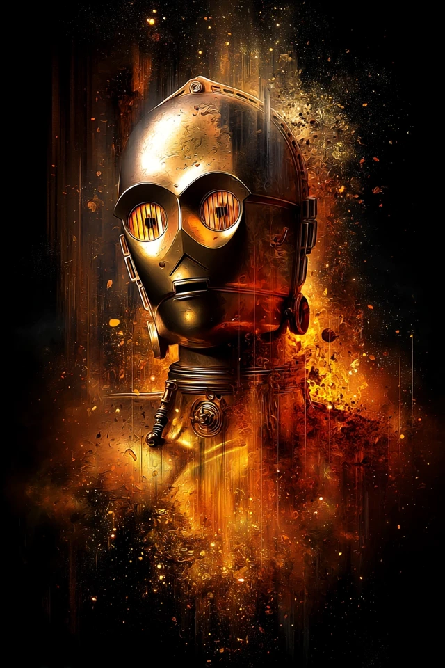 C3PO Art Star Wars Gold Robot Portrait