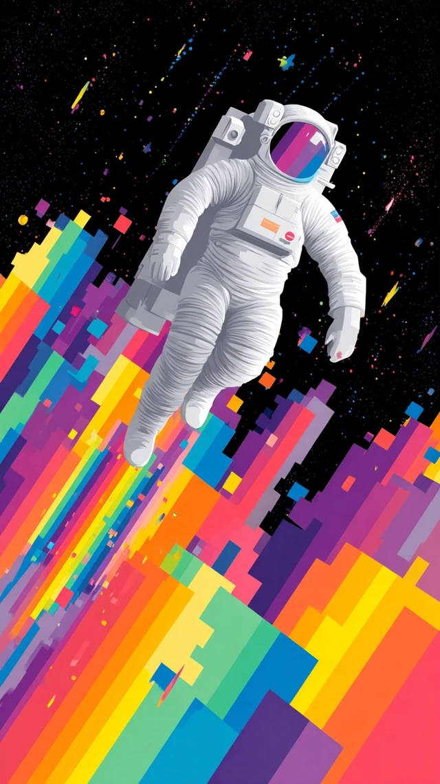 Astronaut in Space Colorful Illustration